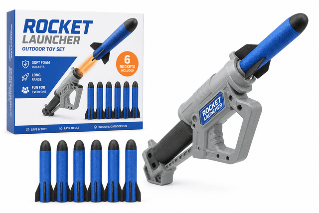Soft Foam Rocket Launcher Set - outdoor product photograph on white background