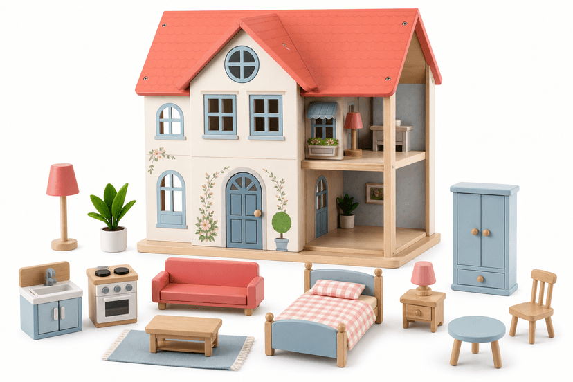 Wonder Cottage Mini Dollhouse - 18 pieces product photograph on white background